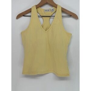 Energie Tank Top Y2K Size Large Yellow V-Neck Racerback Shelf Bra Casual
